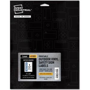 Avery NOTICE Header Self-Adhesive Outdoor Sign - Waterproof - NOTICE - 7" Width x 10" Length - Permanent Adhesive - Rectangle Product Image 