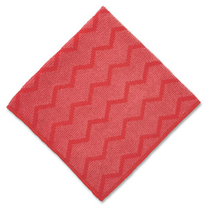 Rubbermaid Commercial Products Cleaning Cloths, Zig Zag, Microfiber, 16"x16", 12/CT, Red (RCPQ62000RD) View Product Image