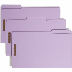 Smead 1/3 Tab Cut Legal Recycled Fastener Folder - 8 1/2" x 14" - 2 Fastener(s) - Top Tab Location - Assorted Tab Position - Lavender Product Image 