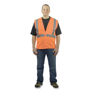 PIP ANSI Class 2 Four Pocket Zipper Safety Vest, Polyester Mesh, Large, Hi-Viz Orange (PID302MVGZ4PORL) View Product Image