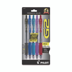 Pilot G2 Premium Gel Pen, Retractable, Bold 1 mm, Assorted Ink and Barrel Colors, 5/Pack View Product Image