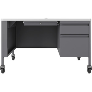 Lorell Desk, Right-Pedestal, Mobile, 48"x30"x29-1/2", WE/Platinum (LLR66944) View Product Image