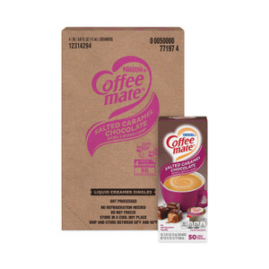 Coffee mate Liquid Coffee Creamer, Salted Caramel Chocolate, 0.38 oz Mini Cups, 50/Box, 4 Boxes/Carton View Product Image