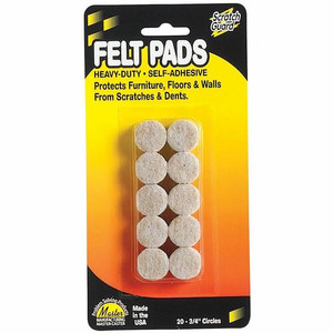 Scratch Guard Self-Adhesive Felt Circles - 20 Pad of 0.75" Diameter - Circle - Self-adhesive - Beige - Polyester Felt Product Image 