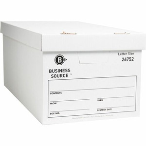 Business Source Lift-off Lid Light Duty Storage Box - External Dimensions: 12" Width x 24" Depth x 10" Height - Media Size Supported: Letter - Lift-off Closure - Light Duty - Stackable Product Image 