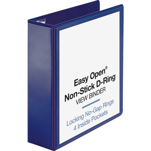 Business Source Navy D-ring Binder - 3" Binder Capacity - Letter - 8 1/2" x 11" Sheet Size - Fastener(s): D-Ring - Pocket(s): 4 Product Image 
