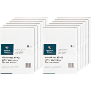 Business Source Plain Memo Pads - 100 Sheets - Plain - Glued - Unruled Front Ruling - 15 lb Basis Weight - (BSN65901CT) Product Image 