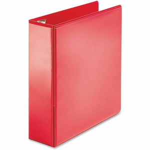 Business Source Red D-ring Binder - 3" Binder Capacity - Letter - 8 1/2" x 11" Sheet Size - Fastener(s): D-Ring - Pocket(s): 4 Product Image 
