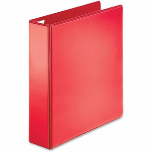 Business Source Red D-ring Binder - 2" Binder Capacity - Letter - 8 1/2" x 11" Sheet Size - Fastener(s): D-Ring - Pocket(s): 4 Product Image 