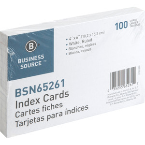 Business Source Ruled White Index Cards (BSN65261) View Product Image