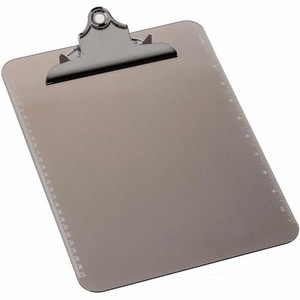 Business Source Spring Clip Plastic Clipboard - 8 1/2" x 11" Sheet Size - Spring Clip - Plastic - Smoke - (BSN01861BX) Product Image 