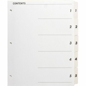 Business Source Table of Content Quick Index Dividers - Printed Tab(s) - Digit - 1-5 - 5 Tab(s)/Set - 8.5" Divider Width x 11" Divider Length - (BSN05852) Product Image 