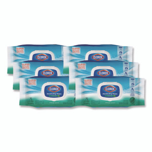 Clorox Disinfecting Cleaning Wipes, Flex Pack, 1-Ply, 8 x 7, Fresh Scent, White, 75 Towels/Box, 6 Boxes/Carton View Product Image