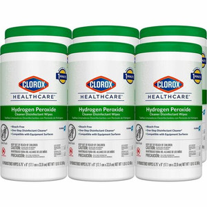 Clorox Healthcare Hydrogen Peroxide Cleaner Disinfectant Wipes - 9" Length x 6.75" Width - Recommended For: Soap Scum Remover - Pre-moistened, Disinfectant, Deodorize, Anti-bacterial - White - 95/Tub - (CLO30824CT) Product Image 