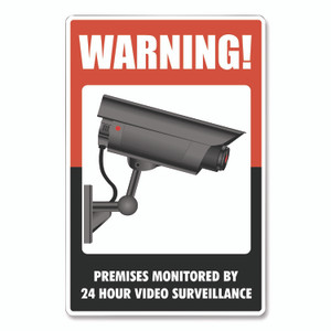 COSCO UV-Coated Preprinted Molded-Plastic Sign, 24-Hour Video Surveillance, 8 x 12, Black/Red/White View Product Image