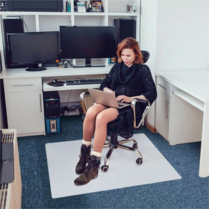 Floortex Polypropylene Rectangular Foldable Chair Mat for Carpets - 45" x 53" - 53" Length x 45" Width x 0.095" Depth x 0.095" Thickness - Rectangular - Polypropylene - Translucent Product Image 