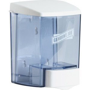 Genuine Joe 30 oz Soap Dispenser - Manual - 30 fl oz Capacity - See-through Tank, Water Resistant, Soft Push Product Image 