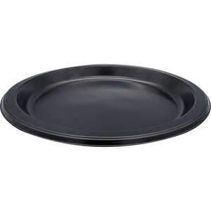 Genuine Joe 9" Round Plastic Plates - Serving - Disposable - 9" Diameter - Black - Plastic Body Product Image 