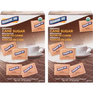 Genuine Joe Turbinado Natural Cane Sugar Packets - 0.159 oz (4.5 g) - Molasses Flavor - Natural Sweetener - 200/Box Product Image 