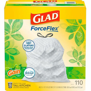 Glad ForceFlex Tall Kitchen Drawstring Trash Bags 13 gal 110 / Box Product Image 