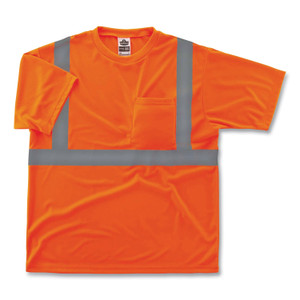 ergodyne GloWear 8289 Class 2 Hi-Vis T-Shirt, Polyester, Orange, Small, Ships in 1-3 Business Days (EGO21512) View Product Image