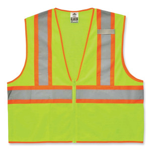 ergodyne GloWear 8229Z Class 2 Economy Two-Tone Zipper Vest, Polyester, Large/X-Large, Lime, Ships in 1-3 Business Days (EGO21295) View Product Image