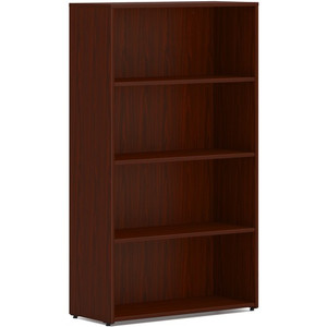 HON Mod HLPLBC3013B4 Book Case - 53" Height x 30" Width x 13" Depth - 4 Shelve(s) - 2 Adjustable Shelf(ves) - Finish: Mahogany - Adjustable Shelf, Durable, Laminated, Scratch Resistant, Spill Resistant, Stain Resistant Product Image 