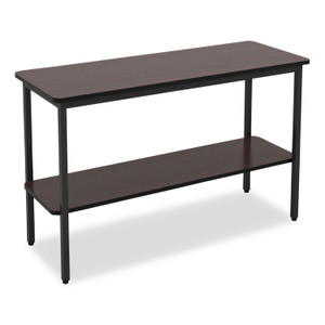 Iceberg OfficeWorks One-Shelf Utility Table, Rectangular, 47.25" x 17.7" x 29.5", Walnut Top, Black Base/Legs (ICE69124) View Product Image