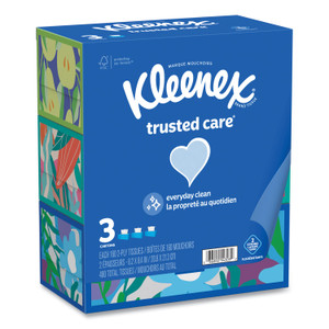Kleenex Trusted Care Facial Tissue, 2-Ply, White, 160 Sheets/Box, 3 Boxes/Pack, 12 Packs/Carton View Product Image