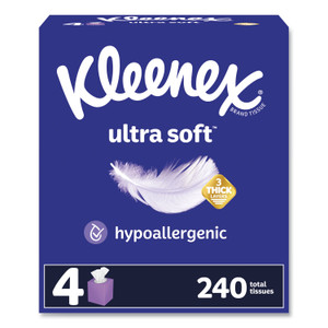 Kleenex Ultra Soft Facial Tissue, 3-Ply, White, 60 Sheets/Box, 4 Boxes/Pack, 3 Packs/Carton View Product Image