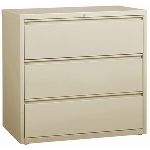 Lorell Fortress Series Lateral File - 42" Width x 18.6" Depth x 40.3" Height - 3 x Drawer(s) for File - Letter, Legal, A4 - Lateral - Locking Drawer, Magnetic Label Holder, Ball-bearing Suspension, Leveling Glide - (LLR88030) Product Image 