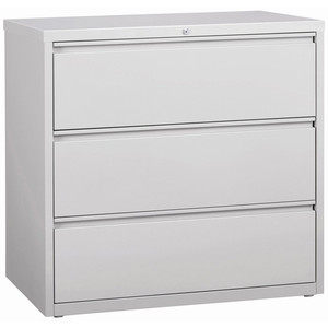 Lorell Fortress Series Lateral File - 42" Width x 18.6" Depth x 40.3" Height - 3 x Drawer(s) for File - Letter, Legal, A4 - Lateral - Locking Drawer, Magnetic Label Holder, Ball-bearing Suspension, Leveling Glide - (LLR88032) Product Image 