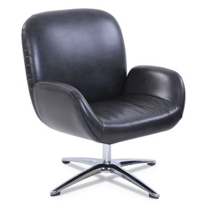 SertaPedic Tavern Collection Lounge Chair, 31.25" x 29.25" x 37.25", Distressed Brown Seat, Distressed Brown Back, Chrome/Silver Base View Product Image