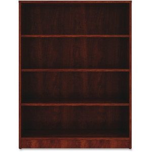Lorell Laminate Bookcase - 4 Shelf(ves) - 48" Height x 36" Width x 12" Depth - Sturdy, Adjustable Feet - Cherry - Laminate Product Image 