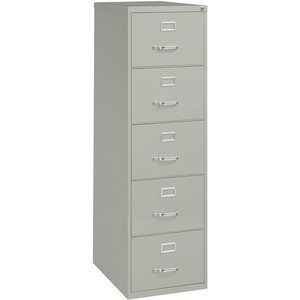 Lorell Fortress Series 26-1/2" Commercial-Grade Vertical File Cabinet - 18" Width x 26.5" Depth x 61" Height - 5 x Drawer(s) for File - Legal - Vertical - Security Lock, Heavy Duty, Ball-bearing Suspension Product Image 