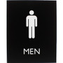 Lorell Men's Restroom Sign - Print/Message "Men" - 6.4" Width x 8.5" Height - Rectangular Shape - Surface-mountable - Easy Readability, Braille Product Image 
