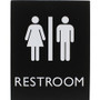 Lorell Unisex Restroom Sign - Print/Message "Toilette Men" , "TOILETTE (ladies)" - 6.4" Width x 8.5" Height - Rectangular Shape - Surface-mountable - Easy Readability, Braille Product Image 