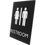 Lorell Unisex Restroom Sign - Print/Message "Toilette Men" , "TOILETTE (ladies)" - 6.4" Width x 8.5" Height - Rectangular Shape - Surface-mountable - Easy Readability, Braille Product Image 