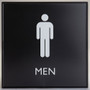 Lorell Men's Restroom Sign - Print/Message "Men" , "Toilette Men" - 8" Width x 8" Height - Square Shape - Surface-mountable - Easy Readability, Injection-molded Product Image 