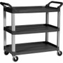 Rubbermaid Commercial 3-Shelf Mobile Utility Cart - 3 Shelf - 300 lb Load Capacity - 4" Caster Size - Aluminum - 40.60" Width x 20" Depth x 37.80" Height - (RCP409100BK) Product Image 