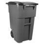 Rubbermaid Commercial Brute Rollout Container with Lid - 50 gal Capacity - Square - 36.2" Height x 23.4" Width x 28.5" Depth - Gray Product Image 