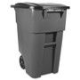 Rubbermaid Commercial Brute Rollout Container with Lid - 50 gal Capacity - Square - 36.2" Height x 23.4" Width x 28.5" Depth - Gray Product Image 