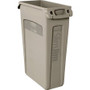 Rubbermaid Commercial Slim Jim 23-Gallon Vented Waste Containers - 23 gal Capacity - Rectangular - Durable, Handle - 30" Height x 11" Width x 22" Depth - Beige Product Image 