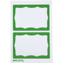 SICURIX Green Border Adhesive Badges 2 Per Sheet 100 Pack White - 3 1/2" Width x 2 1/4" Length - Inkjet, Laser - White - Green Border - Self-adhesive, Removable, Easy Peel Product Image 