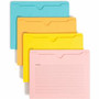 Smead Straight Tab Cut Letter Recycled File Jacket - 8 1/2" x 11" - 2 Plys - Aqua, Goldenrod, Pink, Yellow - Preprinted - 10% Recycled Product Image 