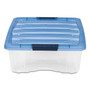 IRIS Stack and Pull Latching Flat Lid Storage Box, 6.73 gal, 16.5" x 22" x 6.5", Clear/Translucent Blue View Product Image