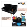 Victor Midnight Black Desk Organizer with Smartphone Holder, 6 Compartments, Wood, 10.5 x 5.5 x 4 View Product Image
