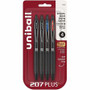 uniball™ 207 Plus+ Gel Pen - 0.7 mm Medium Pen Point - Retractable - Assorted Ink - Gel-based, Nanofiber Ink - Black Metal Barrel Product Image 