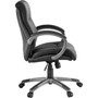 Lorell Executive Chair,Leather,Low-Back,27.6"x30.3"x40-43.7",BK/SR (LLR62622) View Product Image