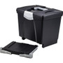 Storex Portable file Box with Drawer - External Dimensions: 11.5" Width x 14.3" Depth x 13" Height - Latch Lock Closure - Plastic - Black - For Document, Pen/Pencil, File, Letter Product Image 